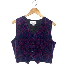 Vtg 90's Boho Pink & Purple Cotton Vest Small Phoebe Buffay